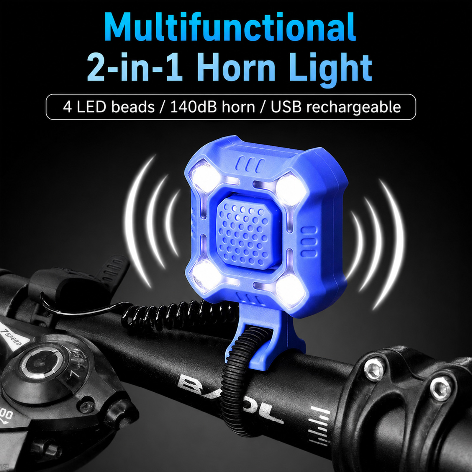 Bike Bell Electronic Loud Horn - Campainha Eletrônica Recarregável para Bicicleta, Buzina