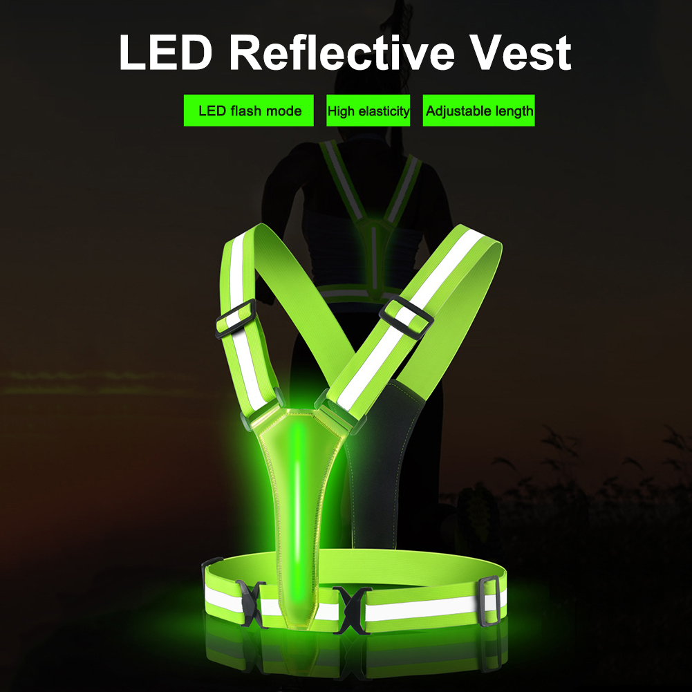Reflective Cycling Vest High Visibility - Colete de Corrida LED Ajustável, Colete