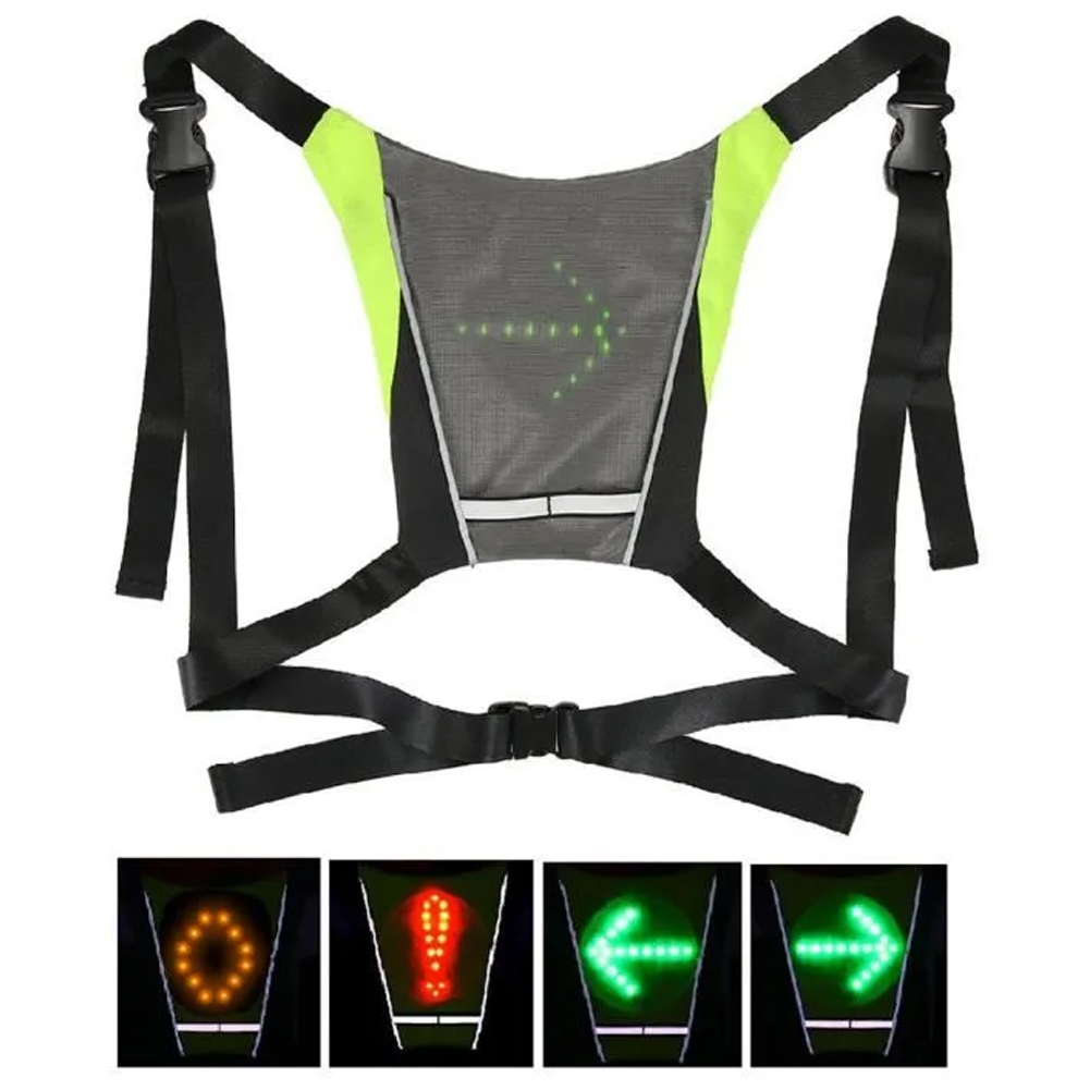 Reflective Cycling Vest High Visibility - Colete com luzes LED para sinalização