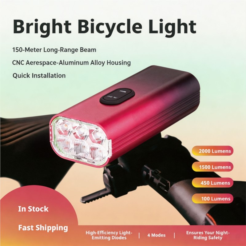 Bike Headlight 2000 Lumens Rechargeable - Lanterna dianteira para bicicleta LED de