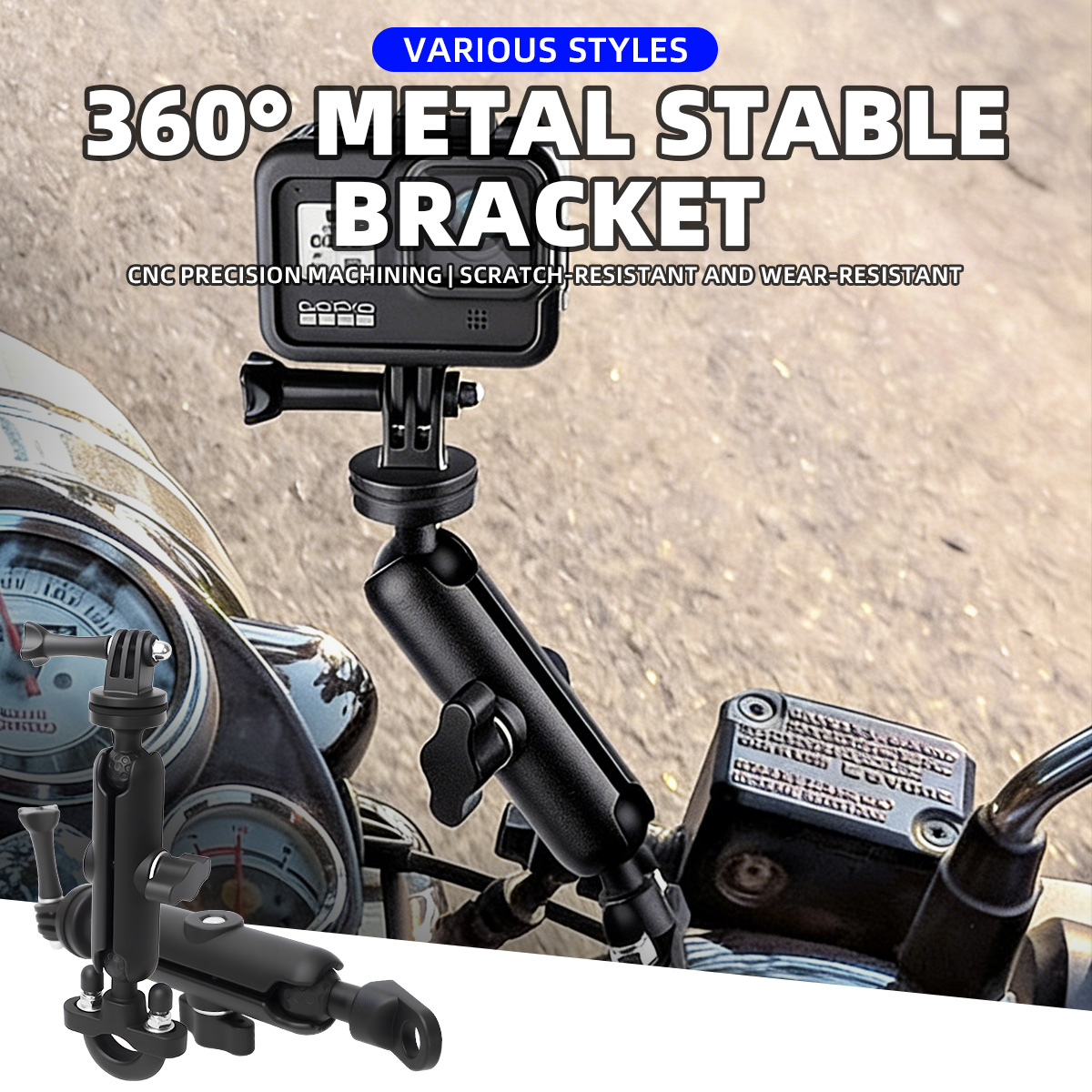 Action Camera Bike Mount Aluminum - Suporte de Câmera para Motocicleta e