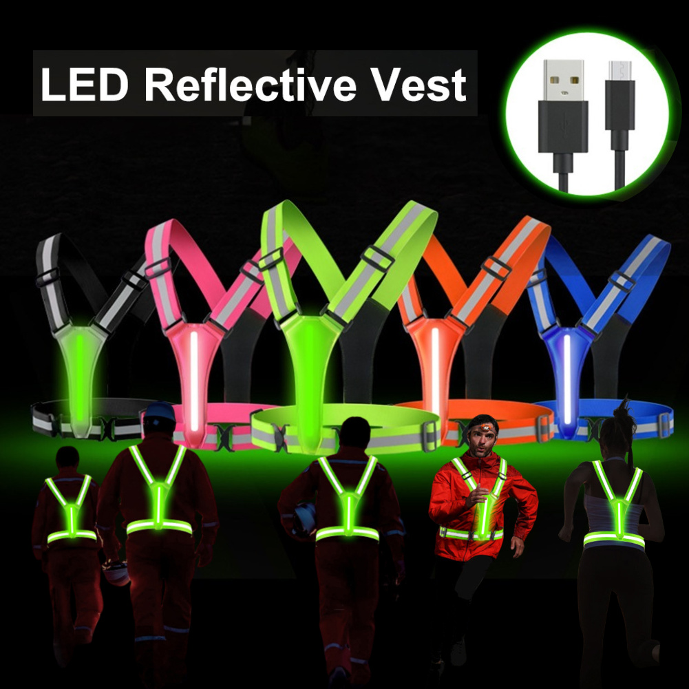 Reflective Cycling Vest High Visibility - Led correndo colete usb recarregável reflexivo
