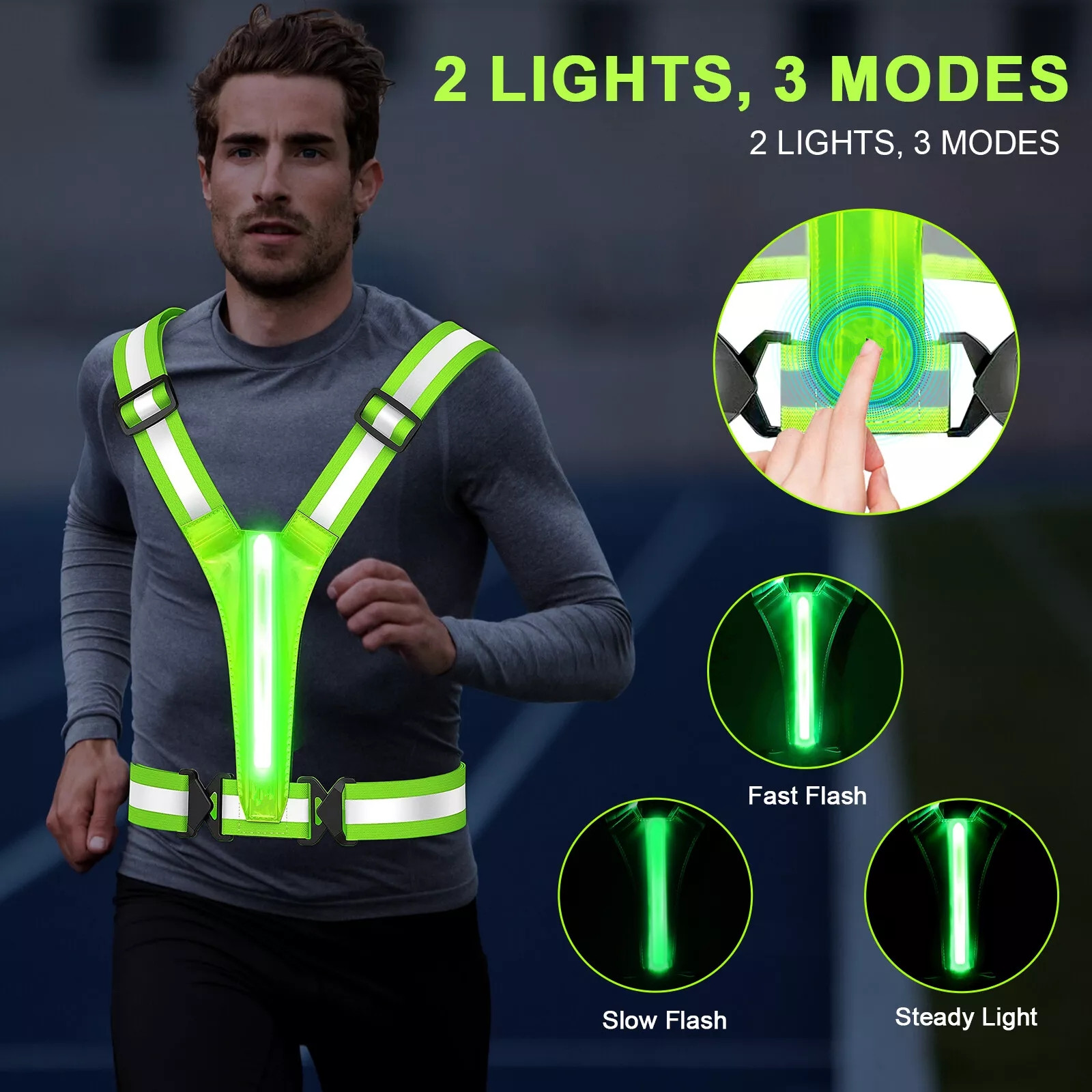 Colete Refletivo LED com 3 Mod - Reflective Cycling Vest High Visibility avaliação e preço
