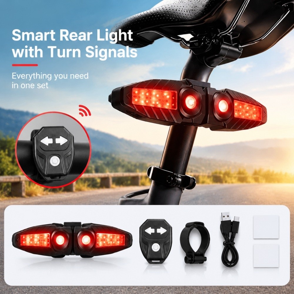 Luz traseira para bicicleta co - Turn Signal Bike Light Wireless Remote avaliação e preço
