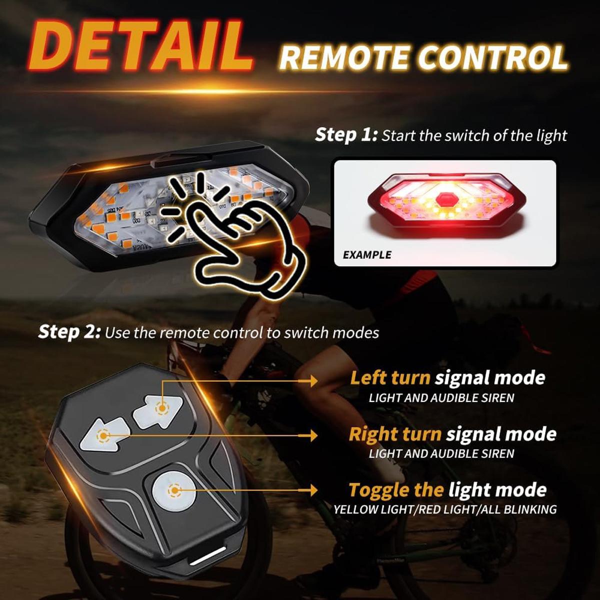 Lanterna Traseira de Bicicleta - Turn Signal Bike Light Wireless Remote avaliação e preço